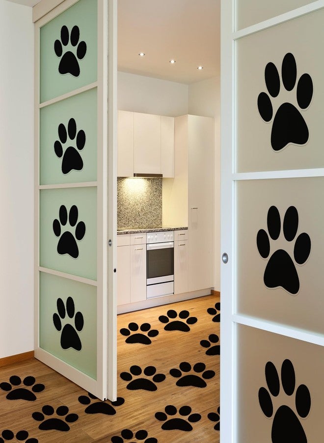 ReliThick 30 Pcs Paw Print Floor Decal 7.5" Large Pawprints Wall Cling Self Adhesive Footprint Floor Cling Window Stickers Wall Decal for Bedroom Living Room Decor(Black) - Image 5